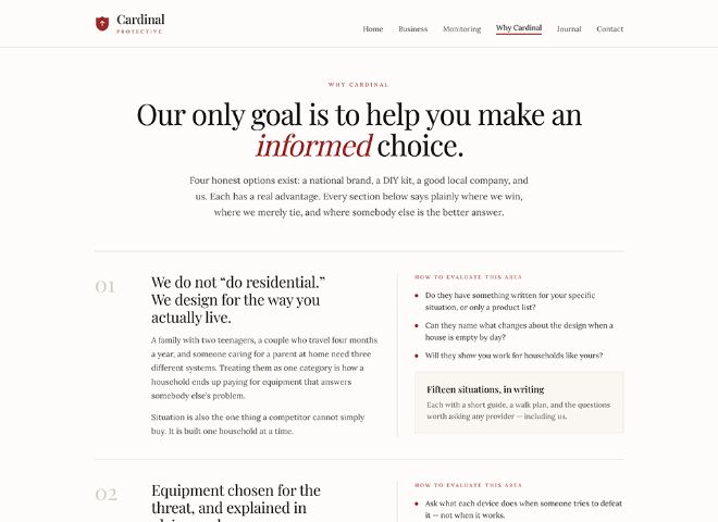 Cardinal Protective — the same platform rendered in a different dealer’s brand