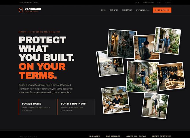 Vanguard Security Group — the same platform rendered in a different dealer’s brand