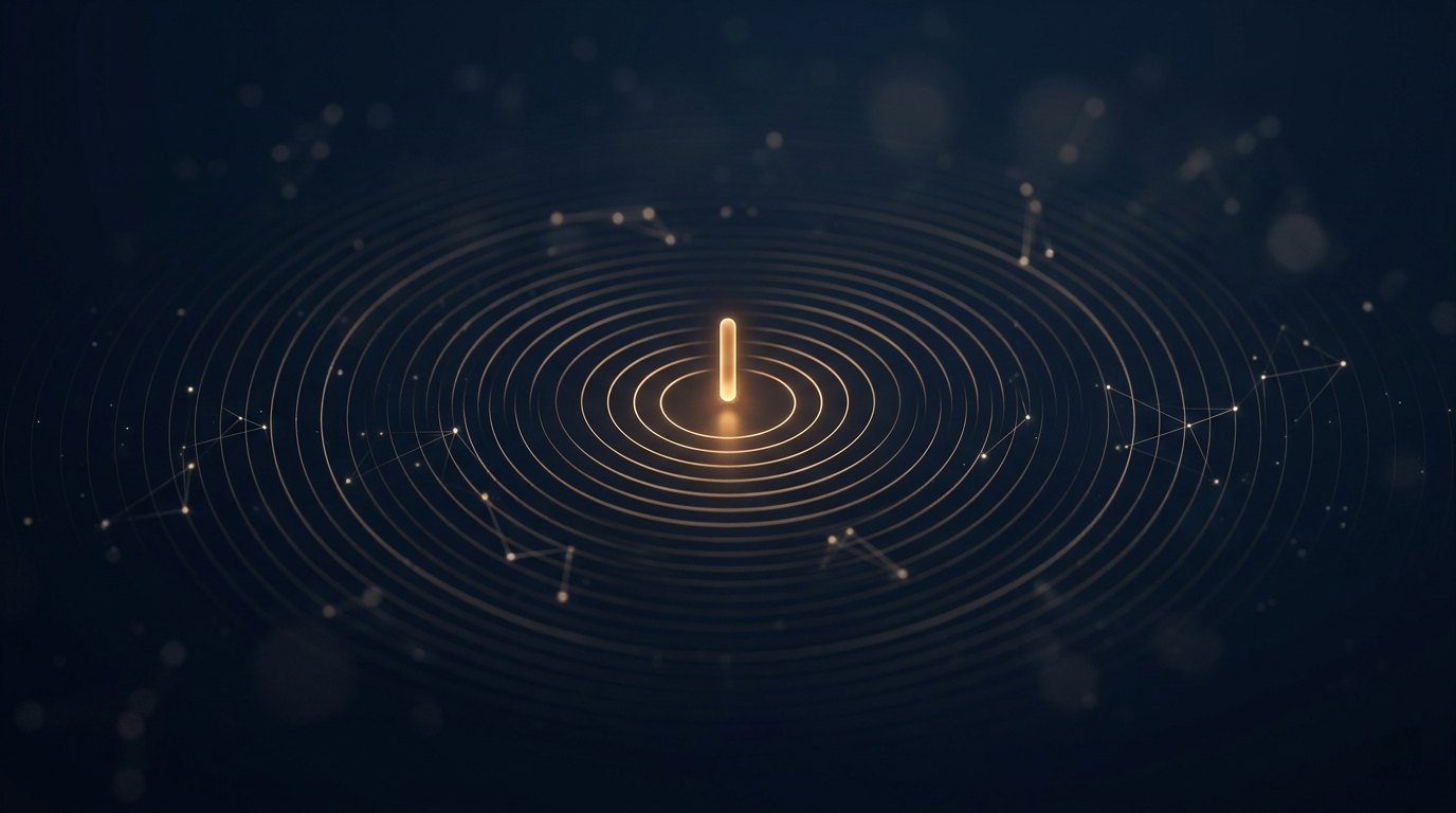 An AI prompt cursor radiating ripples of light