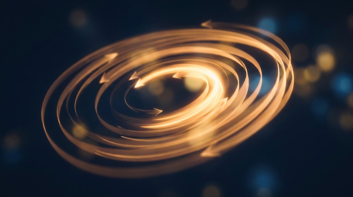 A self-reinforcing loop of light growing brighter each turn