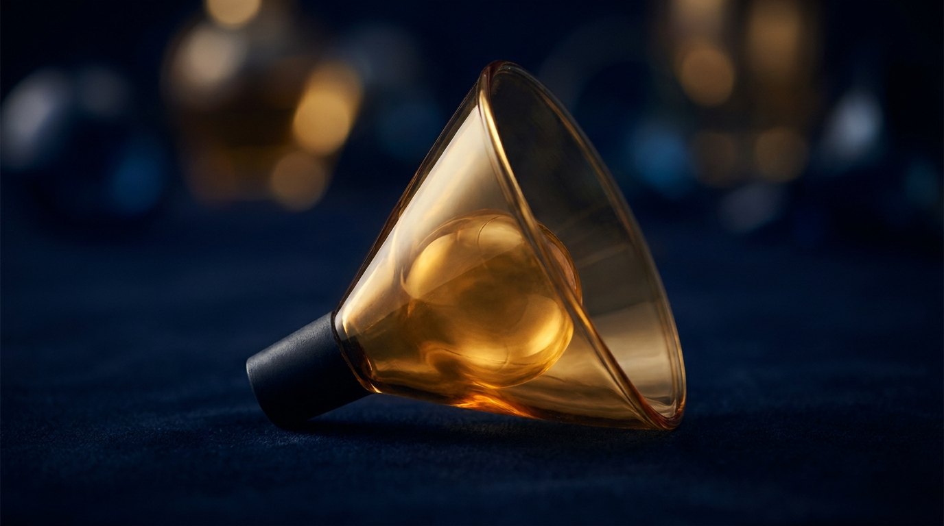 A funnel with its leak sealed, light retained