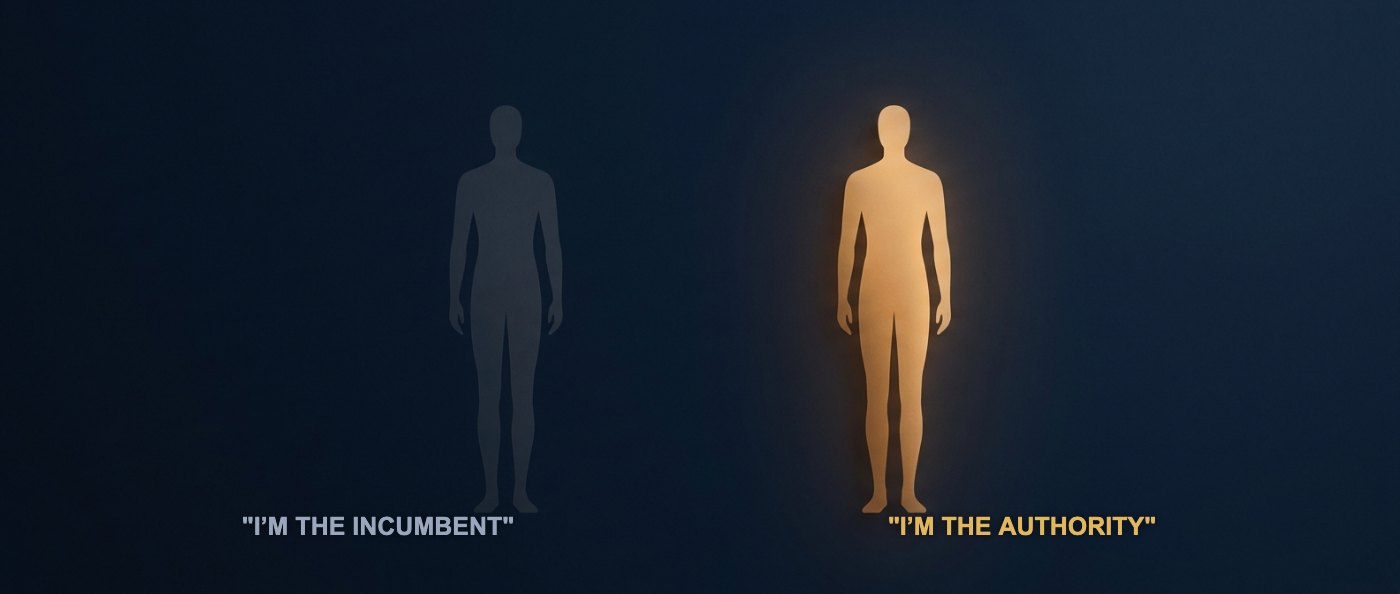 The incumbent versus the authority, side by side