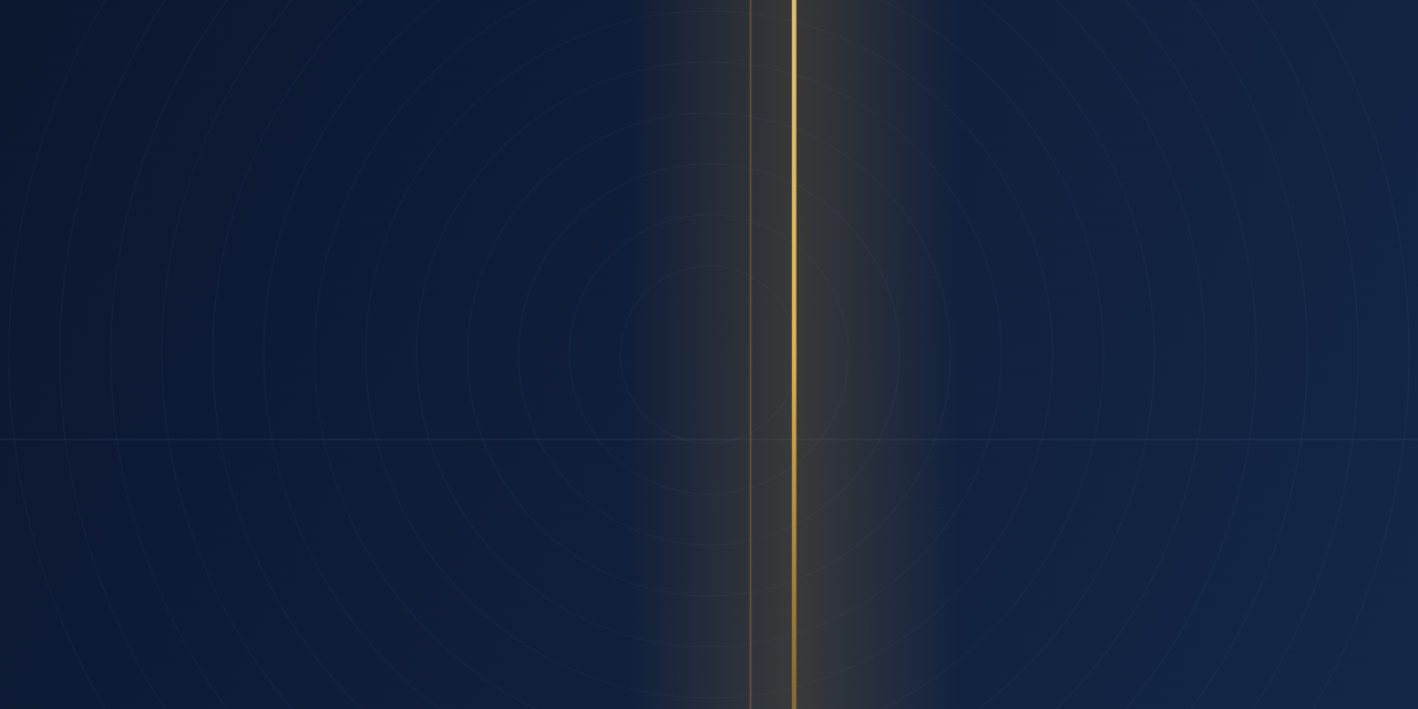 An abstract navy field split by a single vertical seam of amber light